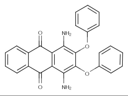 Disperse Violet 26 (C.I. 62025) molecular structure 1,4-diamino-2,3-diphenoxyanthraquinone C26H18N2O4, CAS 6408-72-6